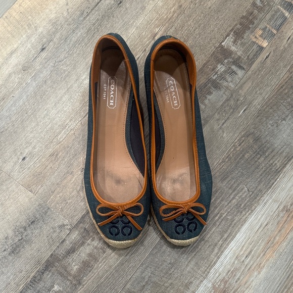 Coach Women's Blue and Brown Wedges - Picture 4 of 11